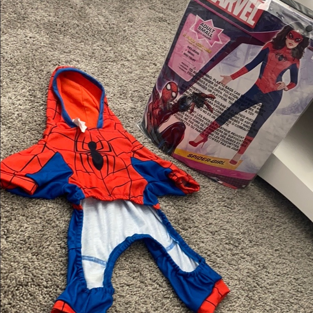 SOLD: Spiderman Dog & Spider-Women Costumes